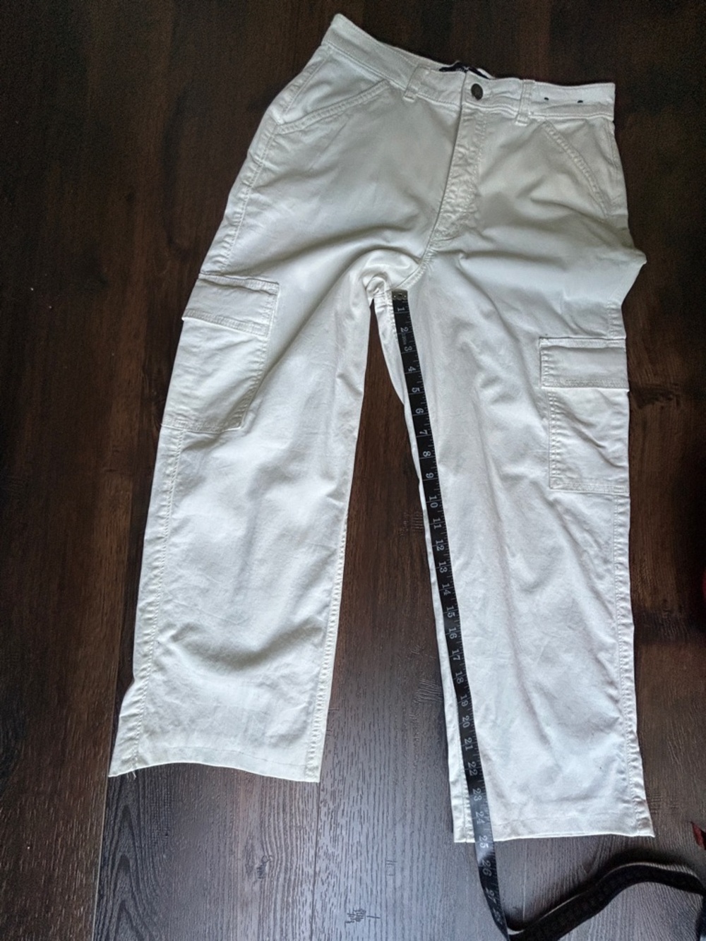 Hollister Ultra High Rise Dad Cargo Pants Cream 4R - Picture 7 of 10